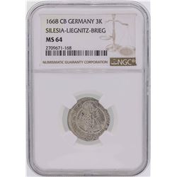 1668CB Germany 3 Kreuzer Silesia-Liegnitz-Brieg Coin NGC MS64