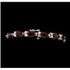 Image 3 : 21.24 ctw Ruby and Diamond Bracelet - 14KT White Gold