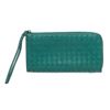 Image 1 : Bottega Veneta Green Woven Leather Zip Long Wallet