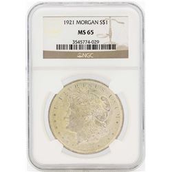 1921 $1 Morgan Silver Dollar Coin NGC MS65