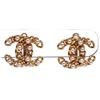 Image 1 : Chanel Gold Chain Link CC Faux Pearl Clip On Earrings 05A