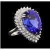 Image 1 : GIA Cert 27.51 ctw Tanzanite and Diamond Ring - 14KT White Gold