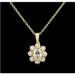 1.36 ctw Diamond Pendant With Chain - 14KT Yellow Gold