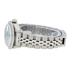 Rolex Ladies Stainless Steel Ice Blue Diamond Datejust Wristwatch