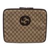 Image 1 : Gucci Brown Monogram Coated Canvas Leather Trim Laptop Case