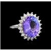 Image 1 : 9.62 ctw Tanzanite and Diamond Ring - 14KT White Gold