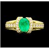 Image 2 : 1.04 ctw Emerald And Diamond Ring - 18KT Yellow Gold