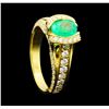 Image 4 : 1.04 ctw Emerald And Diamond Ring - 18KT Yellow Gold