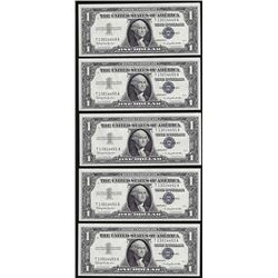 Lot of (5) Consecutive 1957 $1 Silver Certificate Notes Uncirculated