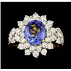 Image 2 : 2.85 ctw Sapphire and Diamond Ring - 9KT Yellow Gold With Rhodium