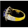 Image 3 : 2.85 ctw Sapphire and Diamond Ring - 9KT Yellow Gold With Rhodium