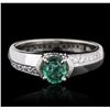 Image 1 : 14KT White Gold 0.50 ctw Emerald and Diamond Ring