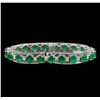 Image 2 : 14KT White Gold 15.83 ctw Emerald and Diamond Bracelet