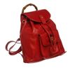 Image 2 : Gucci Red Leather Drawstring Bamboo Mini Backpack