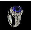 Image 4 : 3.57 ctw Tanzanite and Diamond Ring - 14KT White Gold