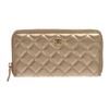 Image 1 : Chanel Gold Lambskin Leather Quilted Long Zippy Wallet