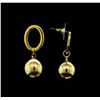 Image 2 : 14mm Satin Bead and Glossy Post Earrings - Gold Plated