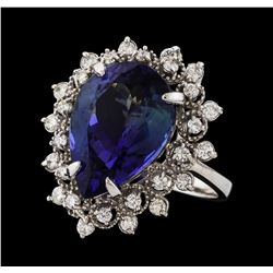 7.60 ctw Tanzanite and Diamond Ring - 14KT White Gold