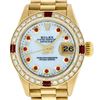 Image 1 : Rolex Ladies Quickset 18K Yellow Gold MOP Ruby And Diamond President Wristwatch