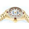 Image 8 : Rolex Ladies Quickset 18K Yellow Gold MOP Ruby And Diamond President Wristwatch