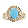 Image 1 : 1.50 ctw Turquoise and Diamond Ring - 14KT Yellow Gold