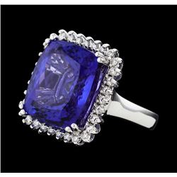 18.13 ctw Tanzanite and Diamond Ring - 14KT White Gold