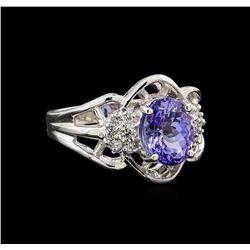 14KT White Gold 2.98 ctw Tanzanite and Diamond Ring