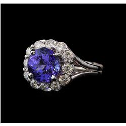 33.9 ctw Tanzanite and Diamond Ring - 14KT White Gold