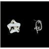 Image 2 : Glossy Star Shaped Post Earrings - Rhodium Plated