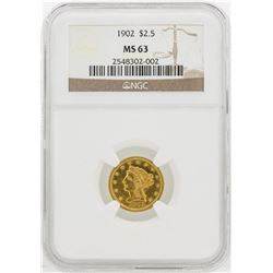 1902 $2 1/2 Liberty Head Quarter Eagle Gold Coin NGC MS63