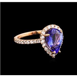 14KT Rose Gold 2.77 ctw Tanzanite and Diamond Ring