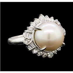 Pearl and Diamond Ring - Platinum