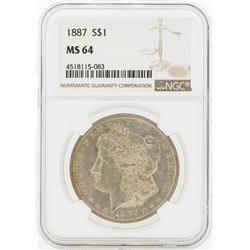 1887 MS64 NGC Morgan Silver Dollar