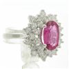 Image 5 : 3.66 Carat Round Cut Rubellite Diamonds Oval Cut Flower Ring 14k White Gold