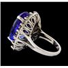 Image 3 : GIA Cert 19.61 ctw Tanzanite and Diamond Ring - 14KT White Gold