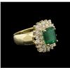 Image 1 : 3.21 ctw Emerald and Diamond Ring - 14KT Yellow Gold