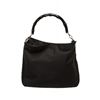 Image 1 : Gucci Black Woven Fabric Bamboo Handle Strap Shoulder Bag