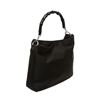 Image 2 : Gucci Black Woven Fabric Bamboo Handle Strap Shoulder Bag