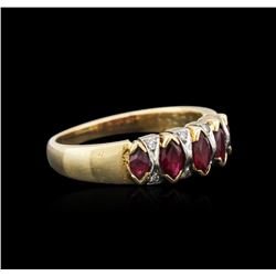 14KT Yellow Gold 0.10 ctw Diamond and Ruby Ring