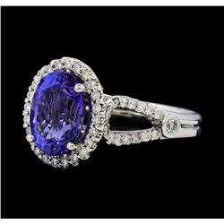 3.75 ctw Tanzanite and Diamond Ring - 14KT White Gold