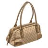 Image 3 : Gucci Gold Beige Monogram Metallic Leather Bowling Bag