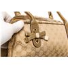 Image 5 : Gucci Gold Beige Monogram Metallic Leather Bowling Bag
