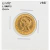 Image 1 : 1881 $5 Liberty Head Half Eagle Gold Coin