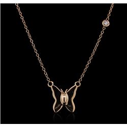 14KT Rose Gold 0.03 ctw Diamond Butterfly Necklace