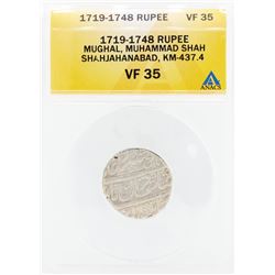 1719-1748 Rupee Mughal Muhammad Shah Shahjahanabad KM-437.4 Coin ANACS VF35