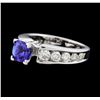 Image 1 : 1.10 ctw Tanzanite and Diamond Ring - 14KT White Gold