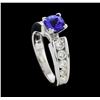 Image 4 : 1.10 ctw Tanzanite and Diamond Ring - 14KT White Gold