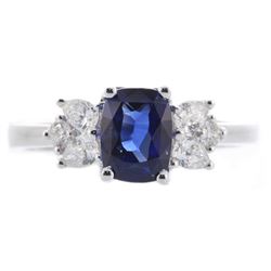 1.64 ctw Sapphire and Diamond Ring - 18KT White Gold