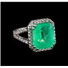 Image 1 : 8.40 ctw Emerald and Diamond Ring - 14KT Yellow Gold