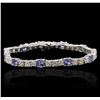 Image 1 : 14KT White Gold 5.20 ctw Tanzanite and Diamond Bracelet